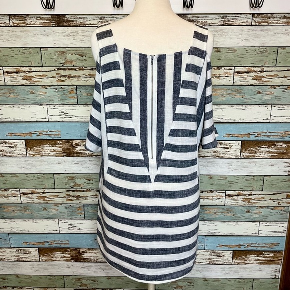Soft Surroundings Striped Sunset Park Tunic Cold Shoulder Linen Blend Size Small - Picture 5 of 9